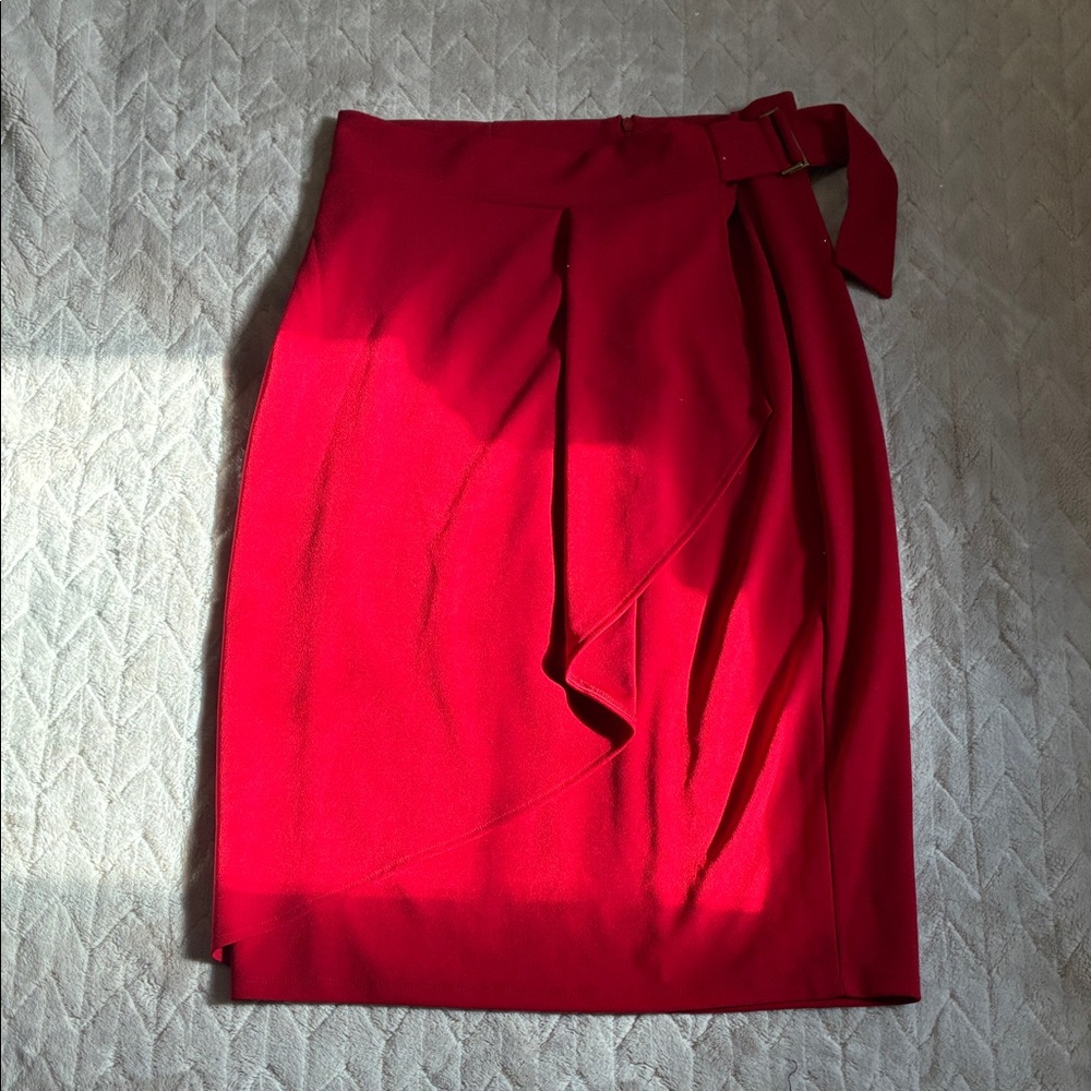 Worthington Red Pencil Skirt with Belt